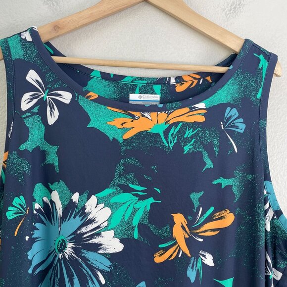 Columbia Womens Plus 3X Floral Sleeveless Dress Omni Wick Chill River Print - Picture 3 of 10